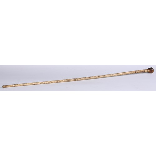 1335 - A 19th century vertebrae walking stick, domed horn pommel, 85cm long