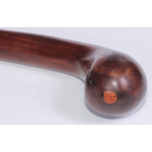 1334 - A 19th century novelty walking stick, the pommel with a bird call, 88cm long