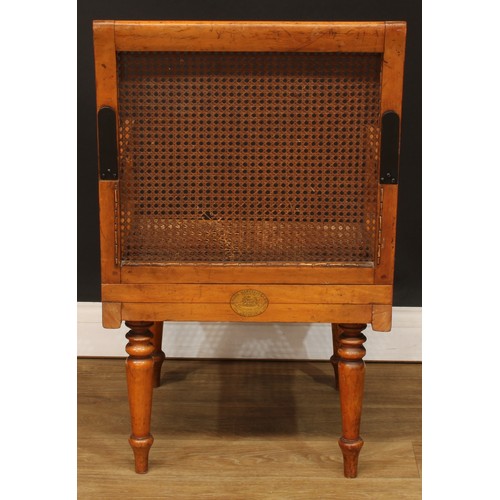 1405 - A 19th century bergère campaign library chair, by J. Ward, 5 & 6 Leicester Square, London, folding f... 