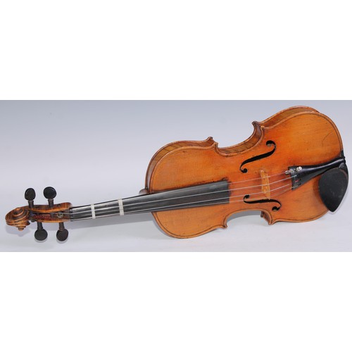 1371 - A violin, the two piece back 36cm long excluding button, paper label inscribed in ink Special Copy S... 