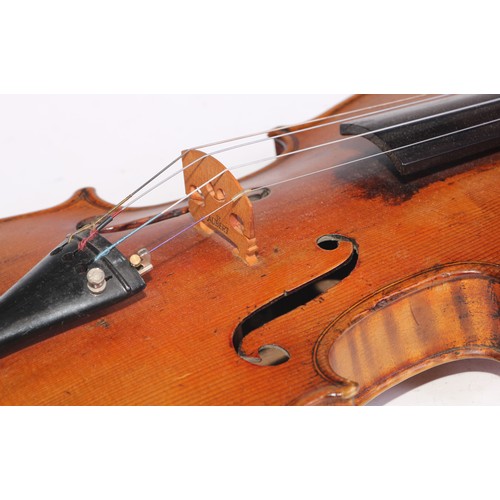 1371 - A violin, the two piece back 36cm long excluding button, paper label inscribed in ink Special Copy S... 