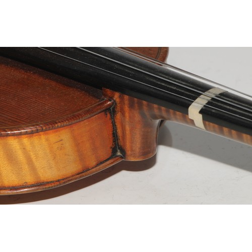 1371 - A violin, the two piece back 36cm long excluding button, paper label inscribed in ink Special Copy S... 