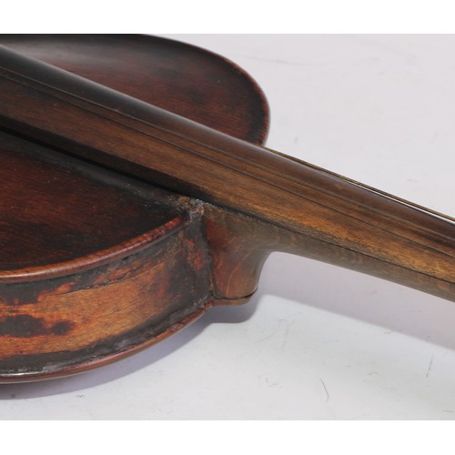 1370 - A violin, the two piece back 35cm long excluding button, 58cm long overall, 19th century