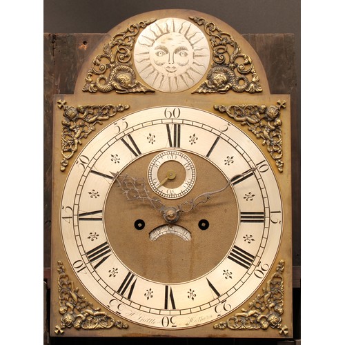 2112 - A 19th century Leicestershire oak longcase clock, 30cm arched brass dial inscribed H Spittle, Hather... 