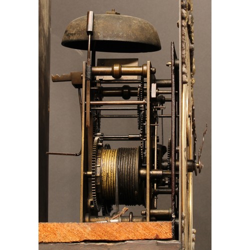 2112 - A 19th century Leicestershire oak longcase clock, 30cm arched brass dial inscribed H Spittle, Hather... 