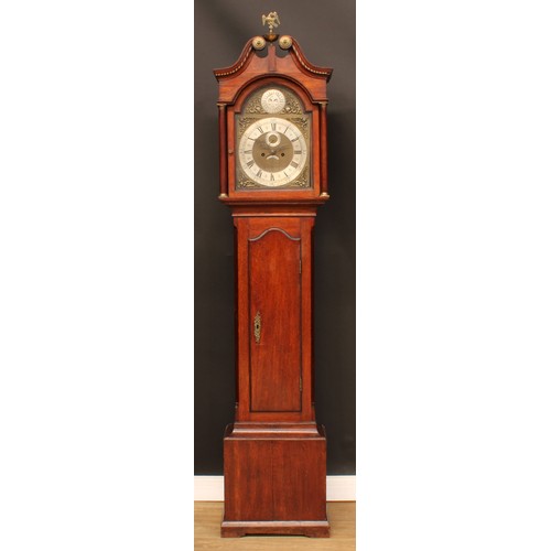 2112 - A 19th century Leicestershire oak longcase clock, 30cm arched brass dial inscribed H Spittle, Hather... 