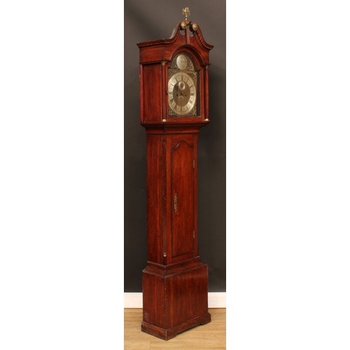 2112 - A 19th century Leicestershire oak longcase clock, 30cm arched brass dial inscribed H Spittle, Hather... 