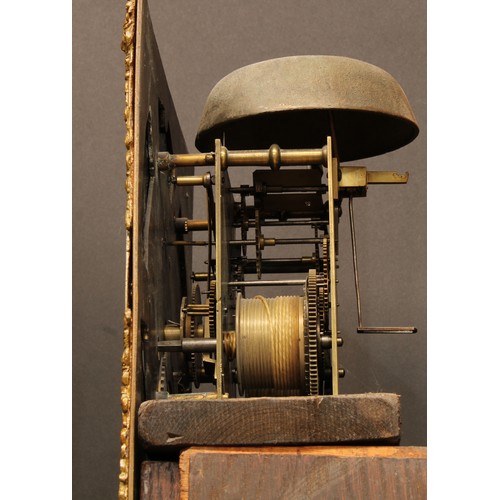 2133 - An 18th century oak longcase clock, 30cm square brass dial inscribed John Wyld, Nottingham, silvered... 