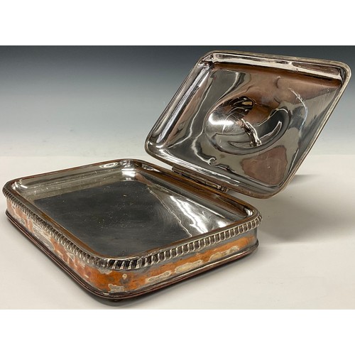 34 - Matthew Boulton - a  Regency Old Sheffield Plate rounded rectangular toasted cheese dish, leafy loop... 