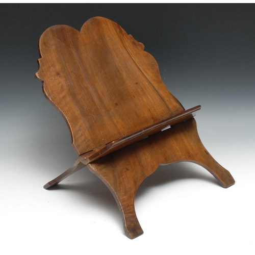 1619 - A 19th century hardwood folding book/music stand, 49cm high, 31cm wide, stamped Lucien