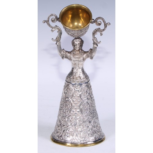 71 - A Renaissance Revival electrotype wager cup, of typical form, 23.5cm high