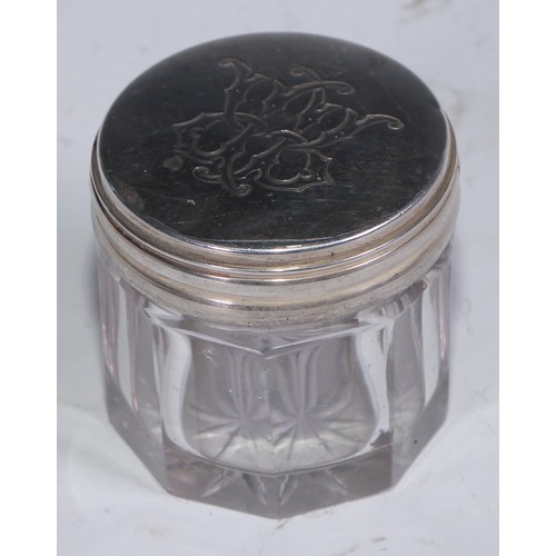 97 - A collection of Victorian silver mounted dressing jars and boxes, various dates and makers (7)