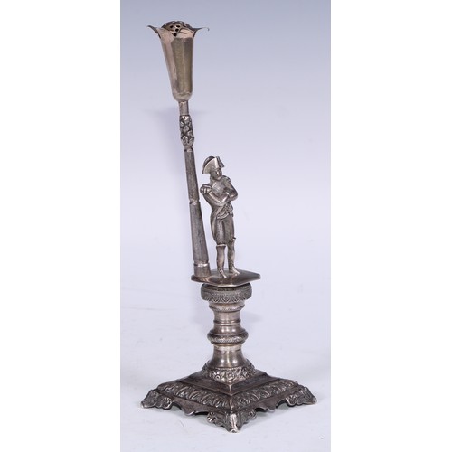 103 - A Continental silver novelty toothpick holder, probably Portuguese, as Napoleon Bonaparte standing u... 