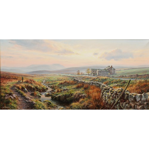 1227 - Rex Preston (Bn. 1948) 
Evening in the Dales
signed, oil on canvas, 90cm x 44cm