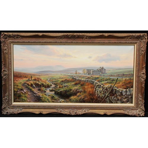 1227 - Rex Preston (Bn. 1948) 
Evening in the Dales
signed, oil on canvas, 90cm x 44cm