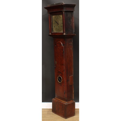 2118 - A George III Chesterfield, Derbyshire oak longcase clock, 28cm square brass dial inscribed Joseph At... 