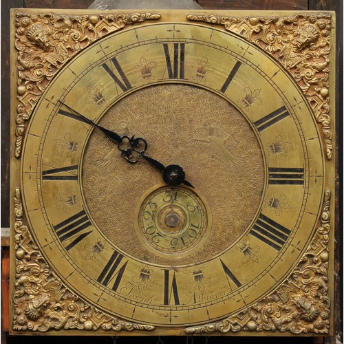 2118 - A George III Chesterfield, Derbyshire oak longcase clock, 28cm square brass dial inscribed Joseph At... 