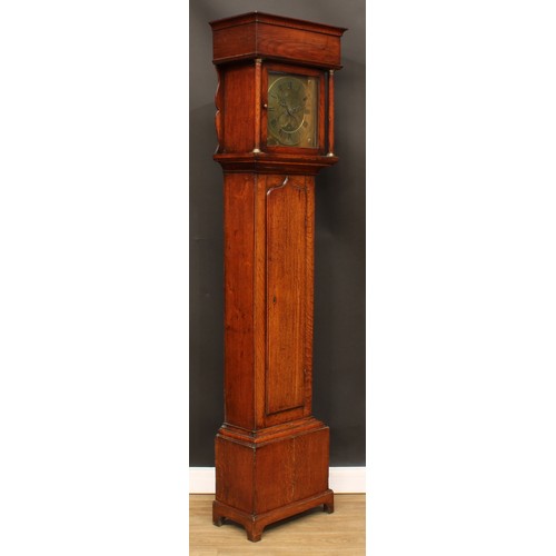 2123 - A George III oak longcase clock, 28cm square brass dial inscribed with Roman and subsidiary Arabic n... 