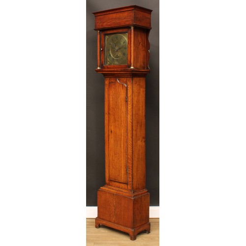 2123 - A George III oak longcase clock, 28cm square brass dial inscribed with Roman and subsidiary Arabic n... 