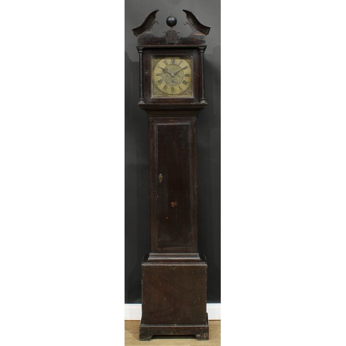 2122 - A George III oak longcase clock, 28cm square brass dial inscribed Hutchinson, Retford, Roman and sub... 