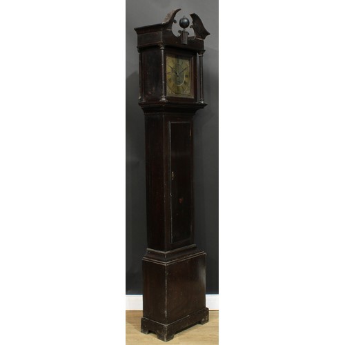 2122 - A George III oak longcase clock, 28cm square brass dial inscribed Hutchinson, Retford, Roman and sub... 