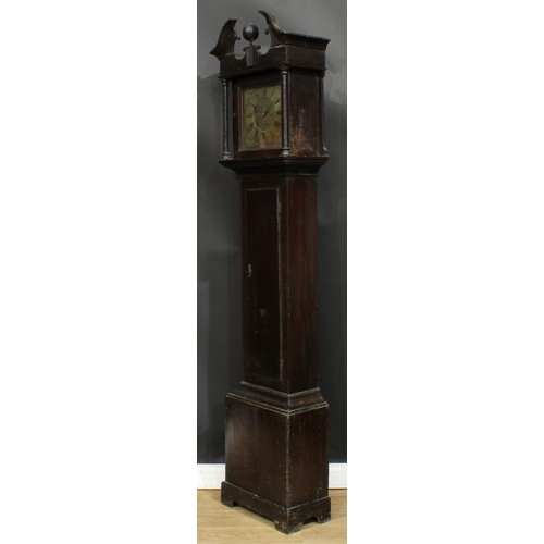 2122 - A George III oak longcase clock, 28cm square brass dial inscribed Hutchinson, Retford, Roman and sub... 