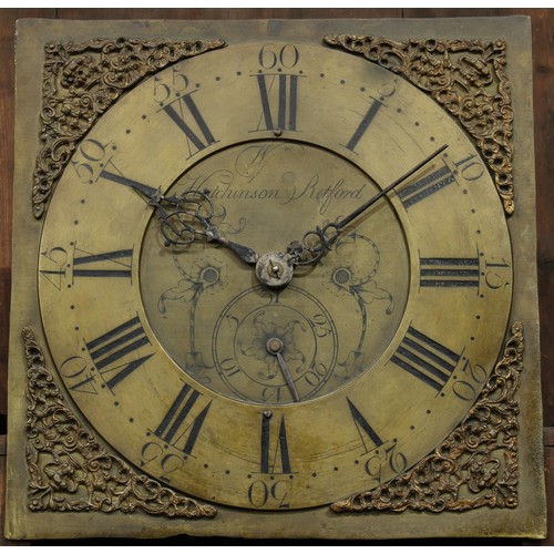 2122 - A George III oak longcase clock, 28cm square brass dial inscribed Hutchinson, Retford, Roman and sub... 