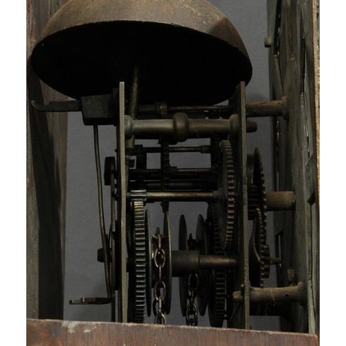 2122 - A George III oak longcase clock, 28cm square brass dial inscribed Hutchinson, Retford, Roman and sub... 