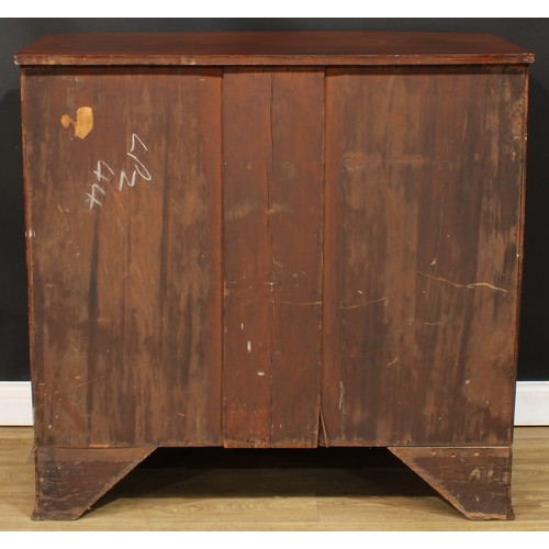 1760 - A Regency mahogany bow front chest, slightly oversailing top with channelled edge above two short an... 