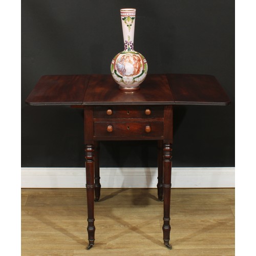 1764 - A Regency mahogany Pembroke table, of small proportions, rounded rectangular top with reeded edge an... 