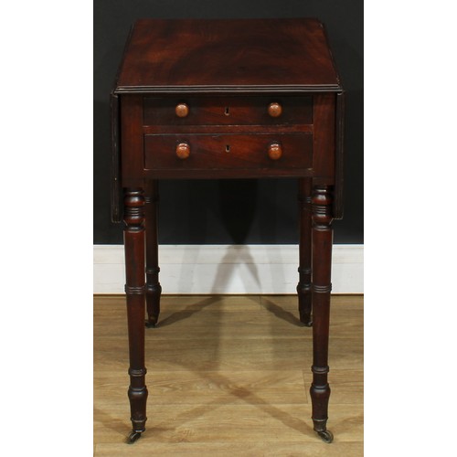 1764 - A Regency mahogany Pembroke table, of small proportions, rounded rectangular top with reeded edge an... 