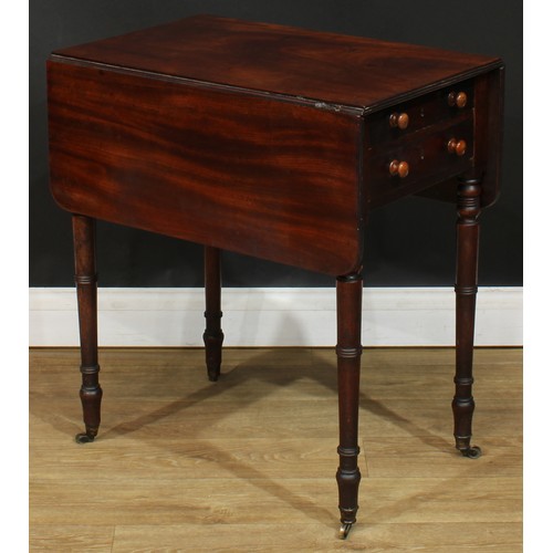 1764 - A Regency mahogany Pembroke table, of small proportions, rounded rectangular top with reeded edge an... 