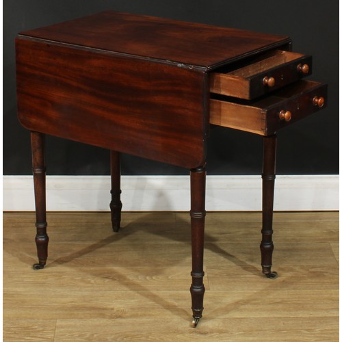 1764 - A Regency mahogany Pembroke table, of small proportions, rounded rectangular top with reeded edge an... 