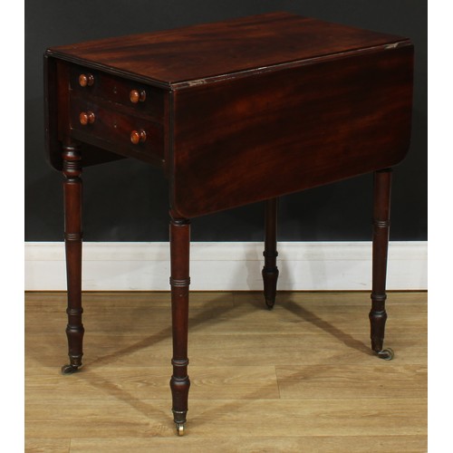 1764 - A Regency mahogany Pembroke table, of small proportions, rounded rectangular top with reeded edge an... 