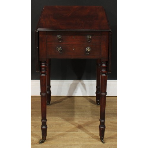 1764 - A Regency mahogany Pembroke table, of small proportions, rounded rectangular top with reeded edge an... 