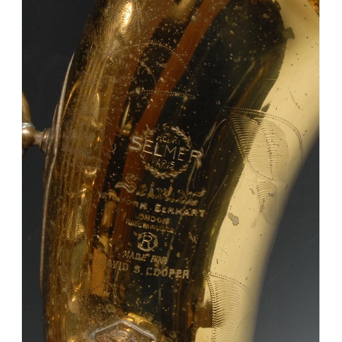 1368 - A Selmer tenor saxophone, US patent, serial number M101344, with Otto Link mouthpiece, Yamaha hard c... 