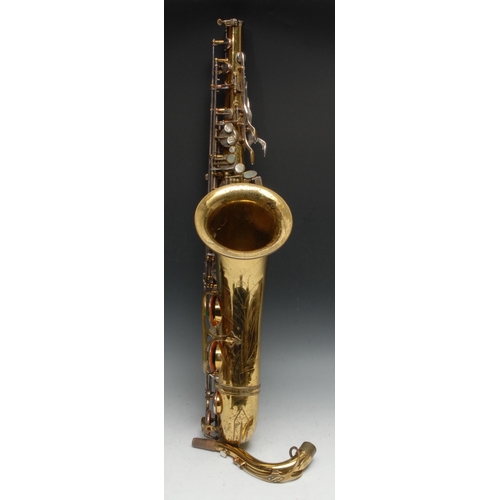 1368 - A Selmer tenor saxophone, US patent, serial number M101344, with Otto Link mouthpiece, Yamaha hard c... 