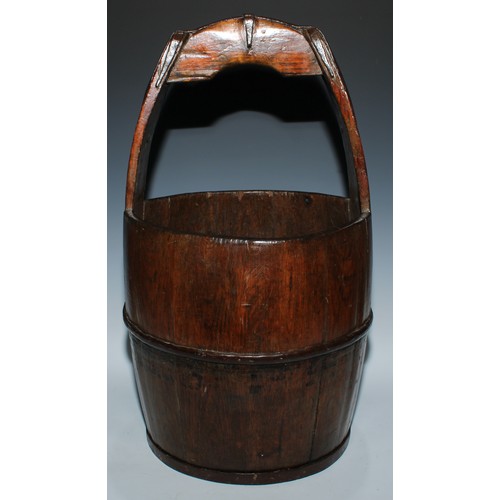 1390 - A 19th century coopered larch well bucket, 58cm high, 35cm diam