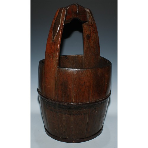 1390 - A 19th century coopered larch well bucket, 58cm high, 35cm diam