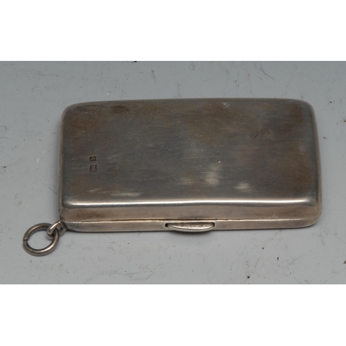 335 - An Edwardian silver rounded rectangular three-section sovereign case, 7cm wide, Deakin & Francis, Bi... 