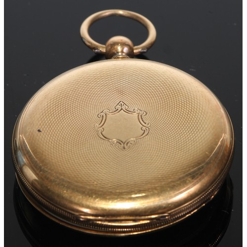 405 - A Victorian 18ct gold open face pocket watch, Owen Owens, 4 South Castle Street, Liverpool, white en... 