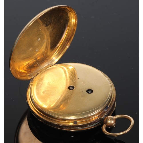 405 - A Victorian 18ct gold open face pocket watch, Owen Owens, 4 South Castle Street, Liverpool, white en... 