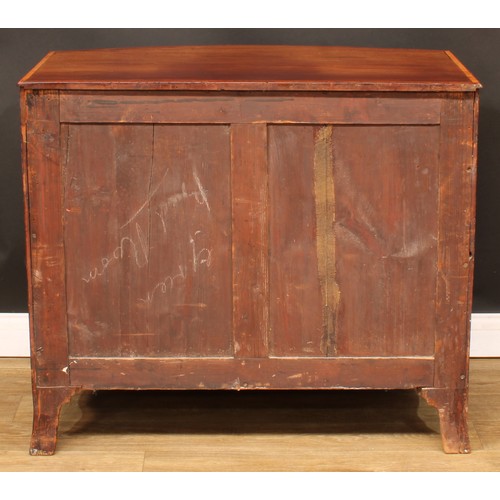 1777 - A Regency satinwood banded mahogany bowfront chest, slightly oversailing top above a slide and three... 