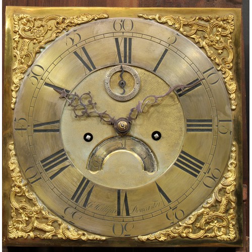 2121 - A George III oak longcase clock, 28.5cm square brass dial inscribed G Hallifax, Doncaster, Roman and... 