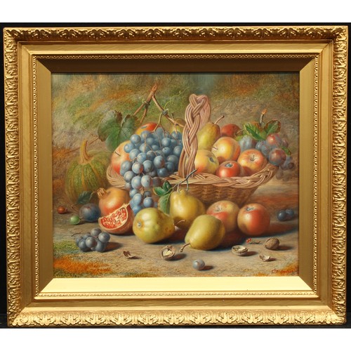 1144 - Charles Archer (1855-1931)
Still Life, Ripe Fruit in a Basket on a Ledge
signed, oil on canvas, 51cm... 