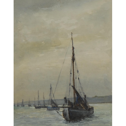 1178 - Mabel Wellman
Boats at Anchor
exhibition label to verso, watercolour, 23.5cm x 18cm