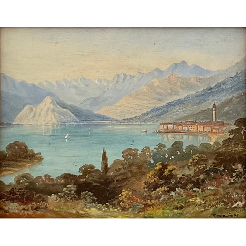 1225 - Preziosi
Lago Maggiore
signed, oil on board, 18.5cm x 23.5cm