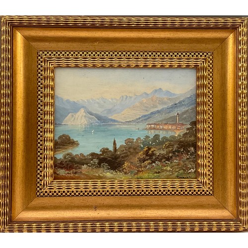 1225 - Preziosi
Lago Maggiore
signed, oil on board, 18.5cm x 23.5cm