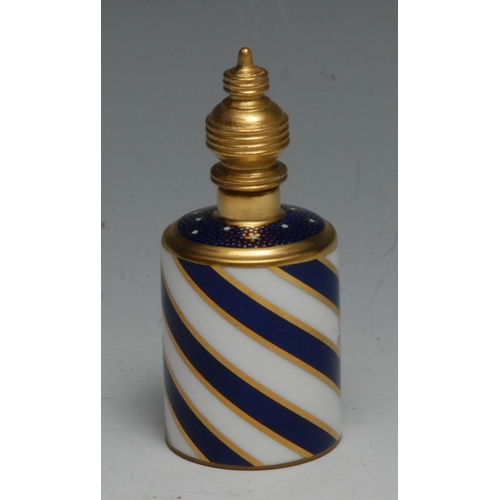 808 - A Lynton porcelain barrel-shaped scent bottle, painted by Stefan Nowacki, monogrammed, with sailing ... 