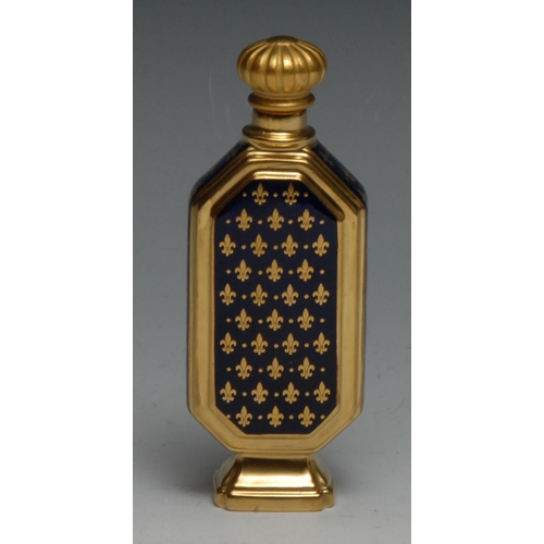 814 - A Lynton porcelain canted rectangular scent bottle, painted by Stefan Nowacki, signed, with a ship o... 